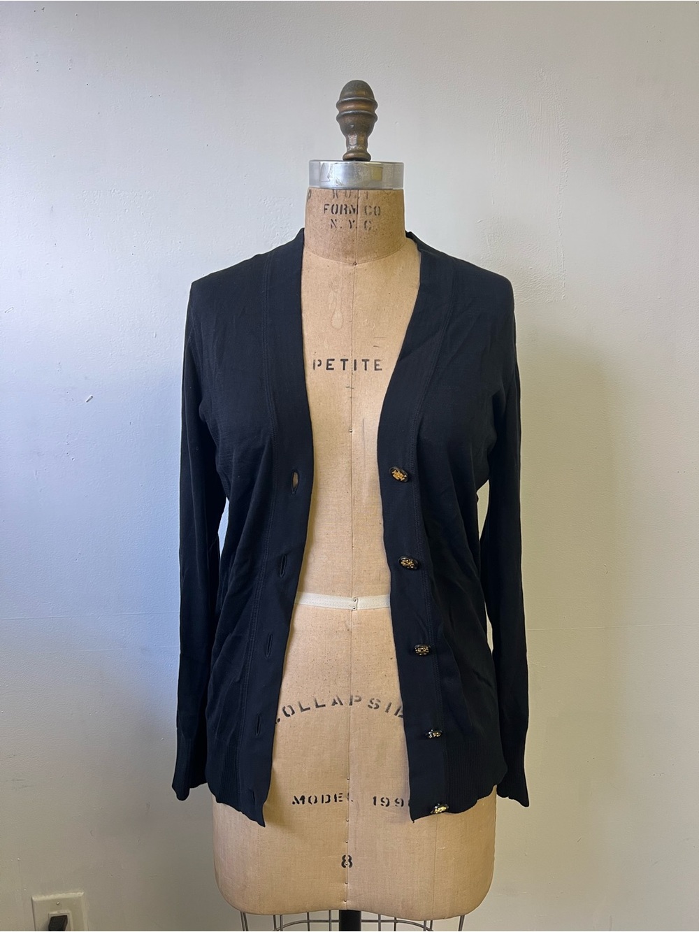 Tory Burch Black Button-Front Cotton Cardigan - Picture 1 of 6